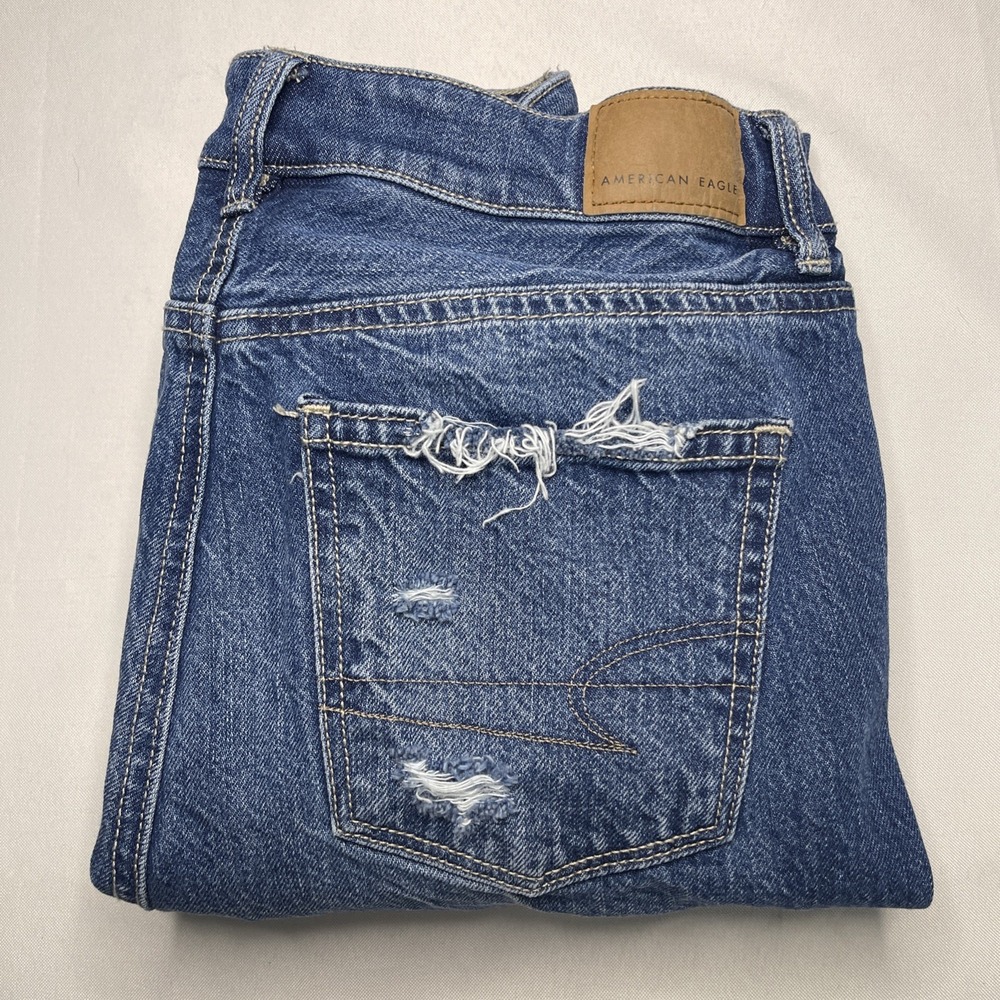 American Eagle Mom Jeans Women Size 0‎ Regular Distressed High Rise